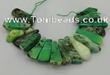 CAG9726 Top drilled 15*35mm - 18*40mm freeform grass agate beads