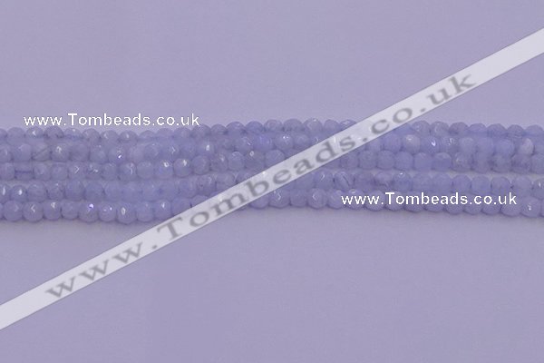 CAG9728 15.5 inches 4mm faceted round blue lace agate beads