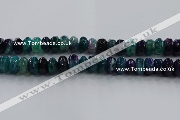 CAG9767 15.5 inches 8*16mm faceted rondelle agate gemstone beads