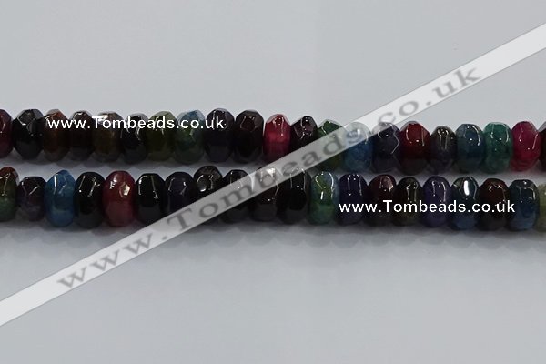 CAG9771 15.5 inches 8*16mm faceted rondelle agate gemstone beads