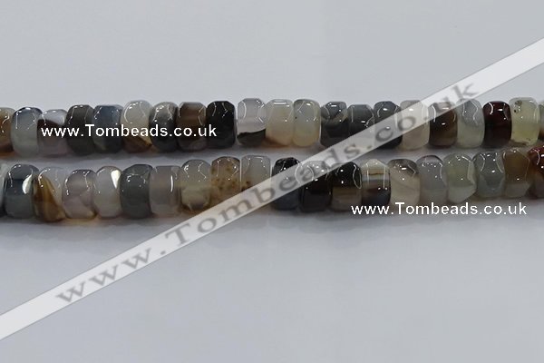CAG9775 15.5 inches 8*16mm faceted rondelle agate gemstone beads