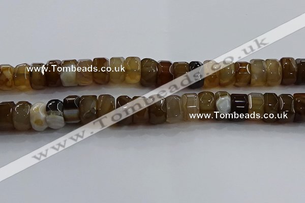 CAG9776 15.5 inches 8*16mm faceted rondelle agate gemstone beads