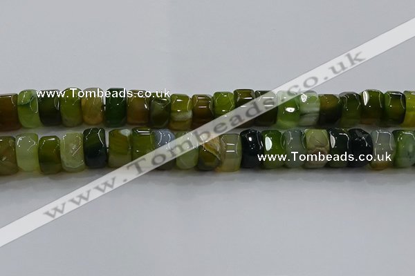 CAG9786 15.5 inches 8*16mm faceted rondelle agate gemstone beads