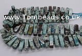 CAG9798 15.5 inches 9*25mm - 10*35mm cuboid ocean agate beads