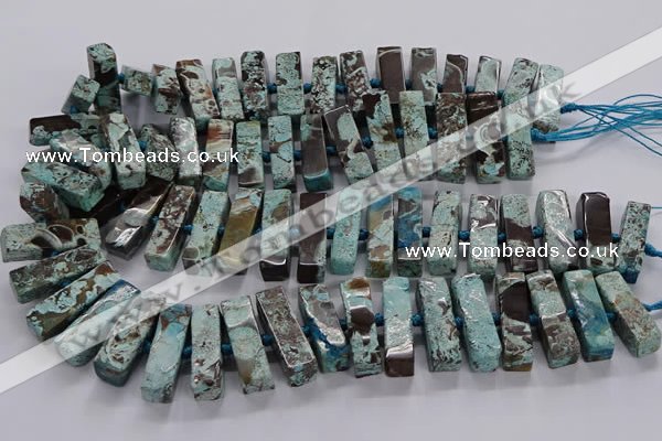 CAG9798 15.5 inches 9*25mm - 10*35mm cuboid ocean agate beads