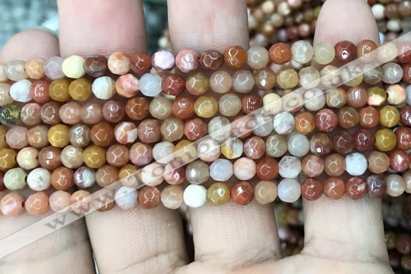 CAG9810 15.5 inches 4mm faceted round wood agate beads wholesale