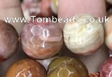 CAG9814 15.5 inches 12mm faceted round wood agate beads