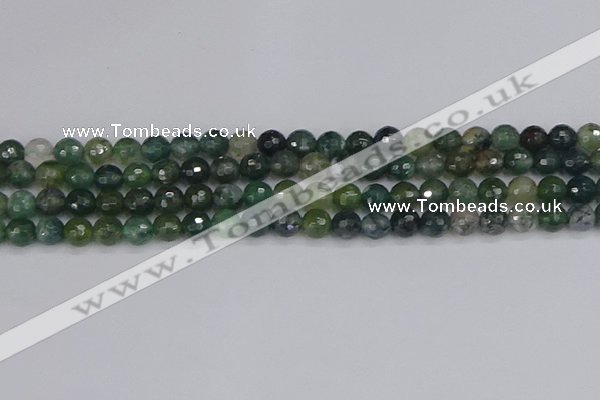 CAG9824 15.5 inches 6mm faceted round moss agate beads