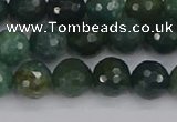 CAG9825 15.5 inches 8mm faceted round moss agate beads