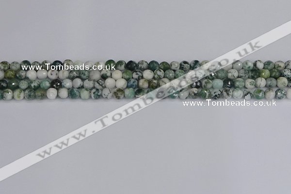 CAG9837 15.5 inches 4mm faceted round tree agate beads