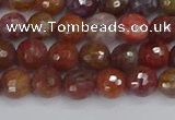 CAG9845 15.5 inches 4mm faceted round red moss agate beads