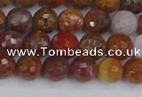 CAG9846 15.5 inches 6mm faceted round red moss agate beads