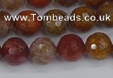 CAG9847 15.5 inches 8mm faceted round red moss agate beads