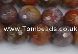 CAG9848 15.5 inches 10mm faceted round red moss agate beads