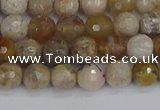 CAG9853 15.5 inches 6mm faceted round ocean fossil agate beads