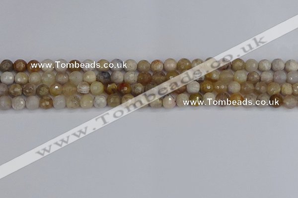 CAG9853 15.5 inches 6mm faceted round ocean fossil agate beads