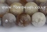 CAG9856 15.5 inches 12mm faceted round ocean fossil agate beads