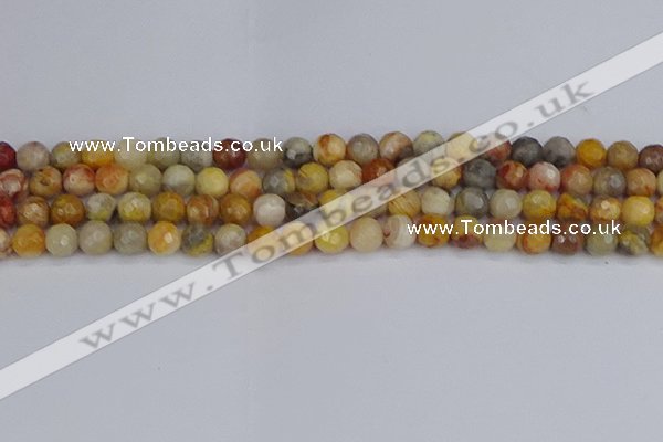 CAG9869 15.5 inches 6mm faceted round yellow crazy lace agate beads