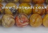 CAG9872 15.5 inches 12mm faceted round yellow crazy lace agate beads