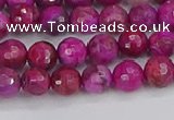 CAG9875 15.5 inches 4mm faceted round fuchsia crazy lace agate beads