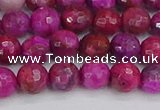 CAG9876 15.5 inches 6mm faceted round fuchsia crazy lace agate beads