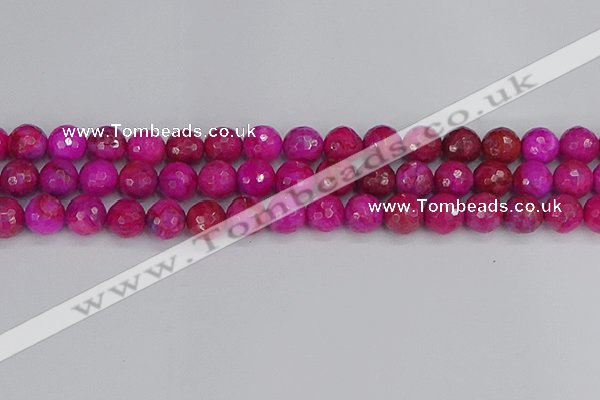 CAG9878 15.5 inches 10mm faceted round fuchsia crazy lace agate beads