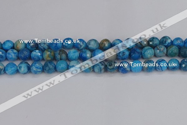 CAG9885 15.5 inches 10mm faceted round blue crazy lace agate beads