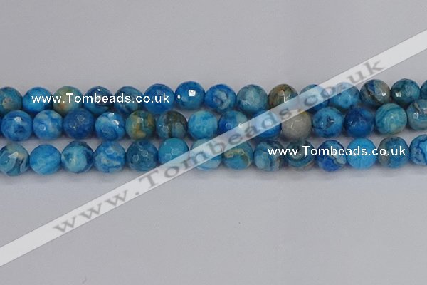 CAG9886 15.5 inches 12mm faceted round blue crazy lace agate beads