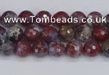 CAG9903 15.5 inches 4mm faceted round red lightning agate beads