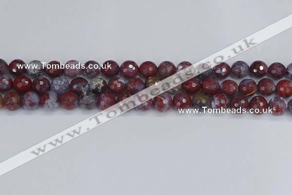 CAG9905 15.5 inches 8mm faceted round red lightning agate beads