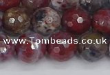 CAG9906 15.5 inches 10mm faceted round red lightning agate beads