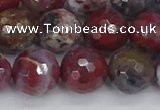 CAG9907 15.5 inches 12mm faceted round red lightning agate beads