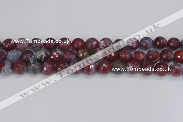 CAG9907 15.5 inches 12mm faceted round red lightning agate beads