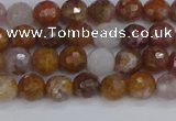 CAG9910 15.5 inches 4mm faceted round red moss agate beads