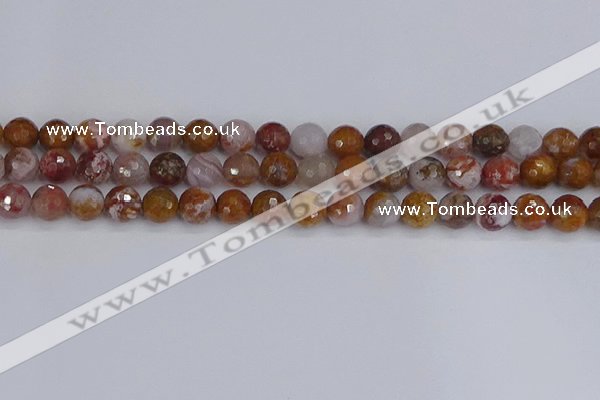 CAG9912 15.5 inches 8mm faceted round red moss agate beads