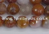 CAG9913 15.5 inches 10mm faceted round red moss agate beads