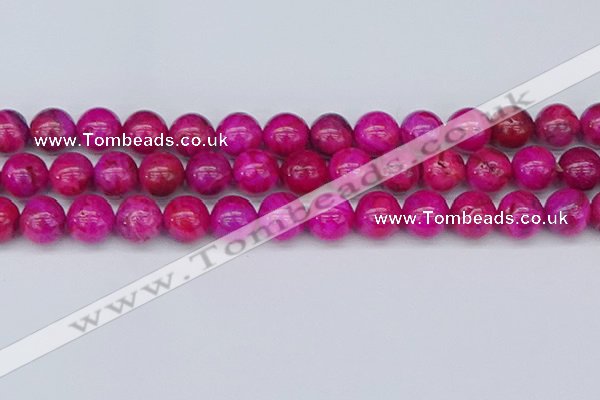 CAG9928 15.5 inches 12mm round fuchsia crazy lace agate beads