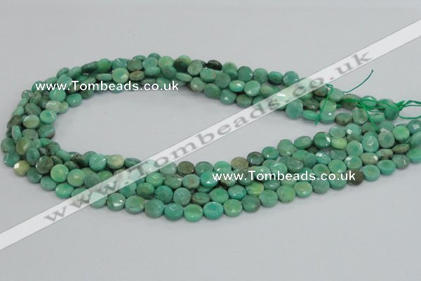 CAG993 15.5 inches 10mm faceted coin green grass agate gemstone beads