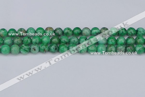 CAG9942 15.5 inches 12mm round green crazy lace agate beads