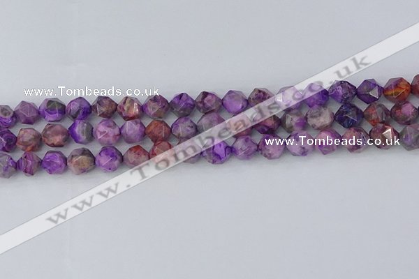 CAG9946 15.5 inches 8mm faceted nuggets purple crazy lace agate beads