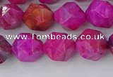 CAG9953 15.5 inches 10mm faceted nuggets fuchsia crazy lace agate beads