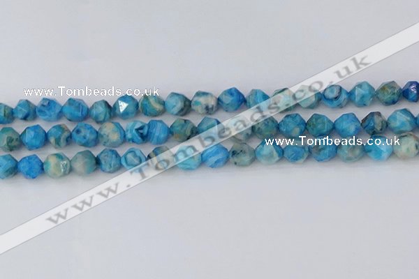 CAG9958 15.5 inches 8mm faceted nuggets blue crazy lace agate beads