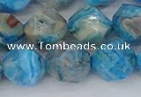 CAG9960 15.5 inches 12mm faceted nuggets blue crazy lace agate beads