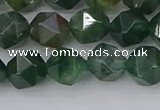 CAG9970 15.5 inches 8mm faceted nuggets moss agate beads