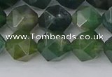 CAG9971 15.5 inches 10mm faceted nuggets moss agate beads