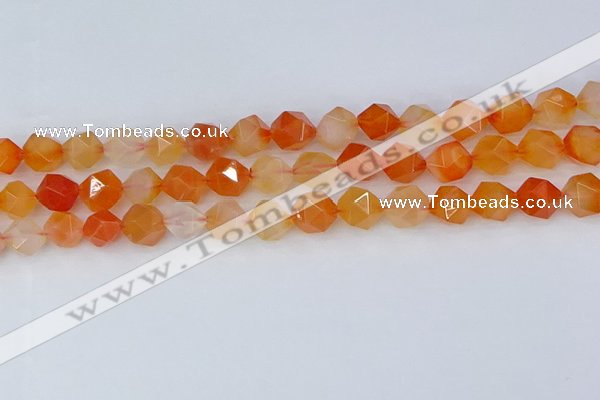 CAG9977 15.5 inches 10mm faceted nuggets red agate beads