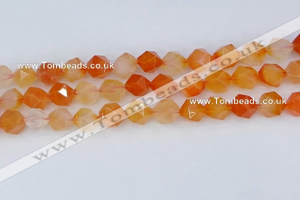 CAG9978 15.5 inches 12mm faceted nuggets red agate beads