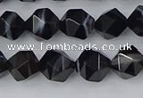 CAG9982 15.5 inches 8mm faceted nuggets black line agate beads