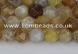 CAG9993 15.5 inches 6mm faceted nuggets ocean fossil agate beads