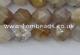 CAG9994 15.5 inches 8mm faceted nuggets ocean fossil agate beads